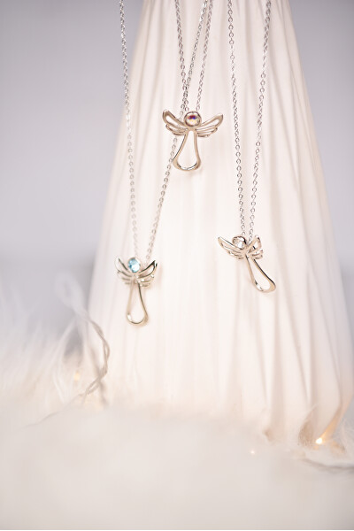 Halskette mit fuchsiafarbenen Kristall Guardian Angel