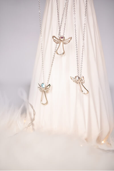 Halskette mit blaugrauem Kristall Guardian Angel