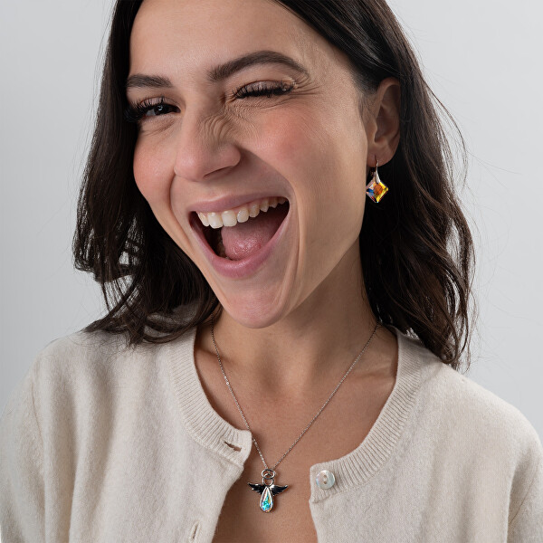 Růžově pozlacené náušnice s tmavými krystaly Princess