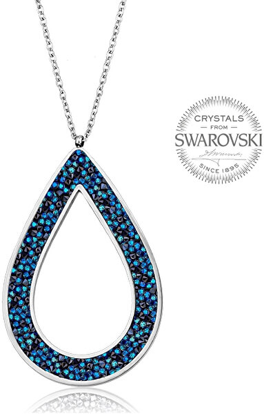 Krásny náhrdelník s kryštálmi SS Rocks Pear 49 bermuda blue