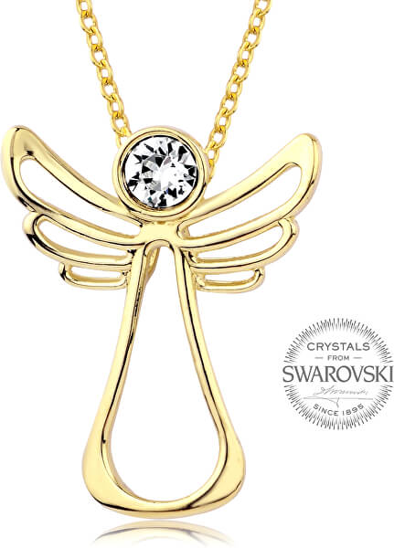 Pozlacený náhrdelník s čirým krystalem Guardian Angel
