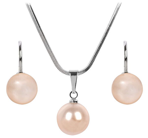 Půvabná sada náhrdelníku a náušnic Pearl Peach