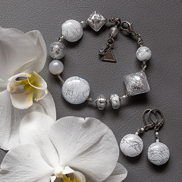 Elegantes Armband Frozen Beauty mit reinem Silber in Perlen Lampglas BRO23