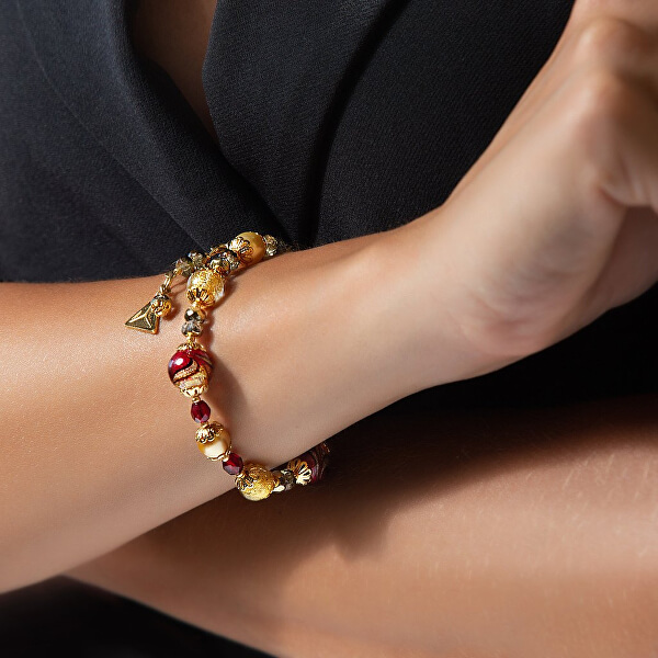 Brățară elegantă Red Sea cu perle Lampglas cu aur de 24 de carate BP25