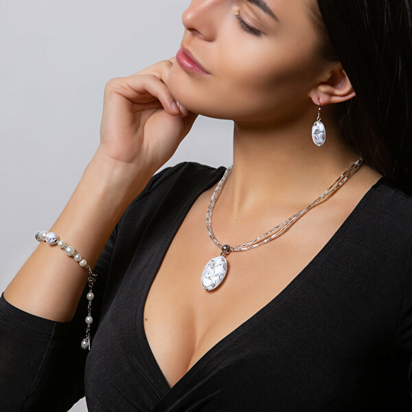 Elegante bracciale  White Lace con perle Lampglas con argento puro BP1