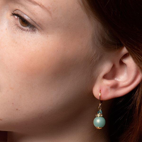 Elegantní náušnice Turquoise Beauty z perel Lampglas ECU51