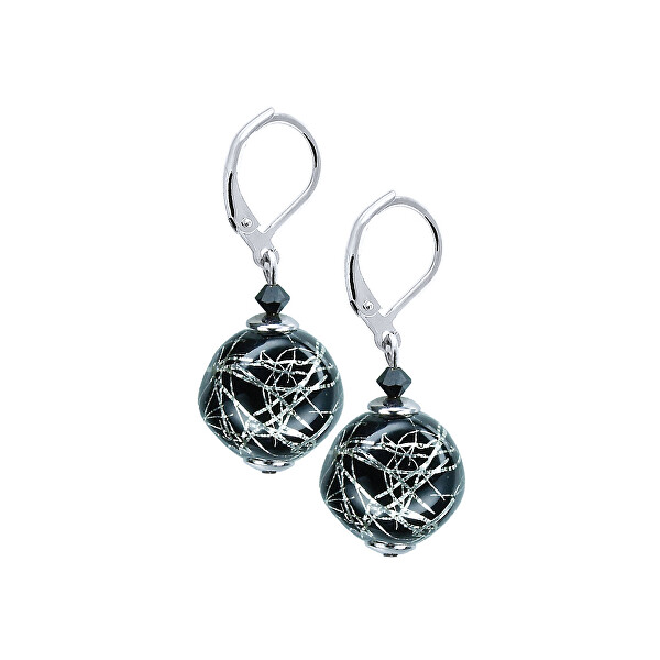 Elegantes Set aus Silver Tiger Halsketten und Ohrringen aus Lampglas CQ2 Perlen