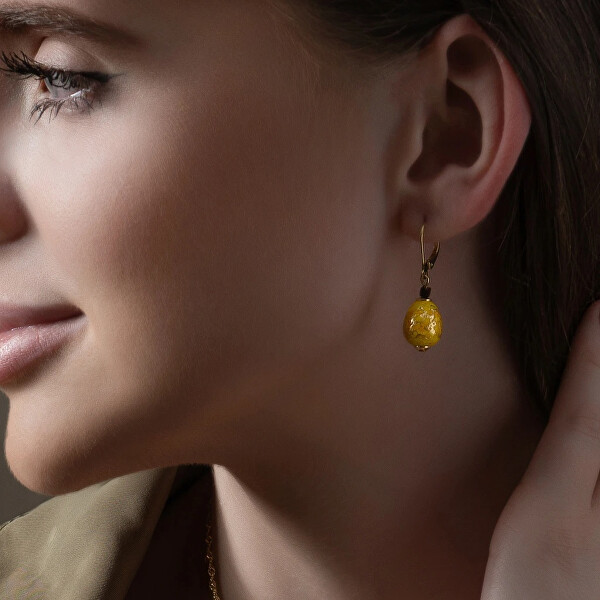 Exkluzivní náušnice Sunlit Nude s 24karátovým zlatem v perle Lampglas ENM1/AG/POZ