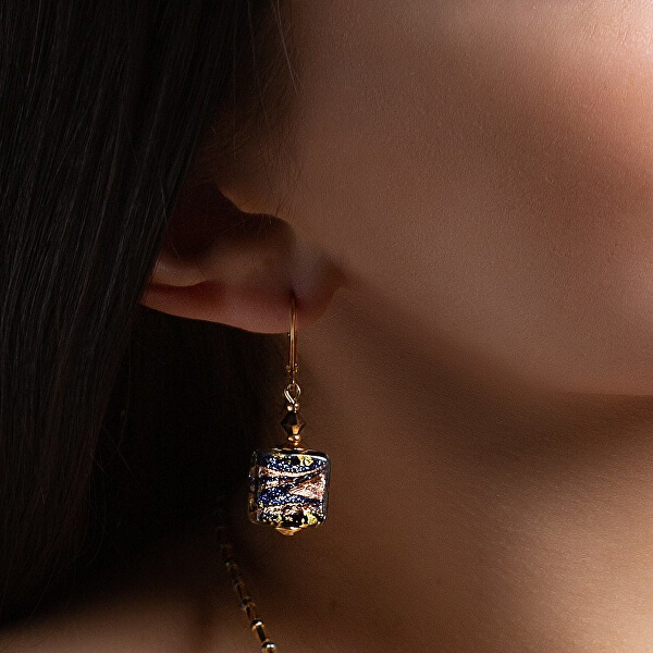 Meravigliosi orecchini  Egyptian Goddess con oro 24 carati in perle Lampglas ERO4