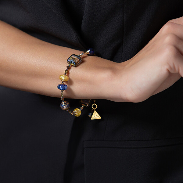 Magnifico bracciale Egyptian Goddess con oro 24 carati nelle perle Lampglas BRO4