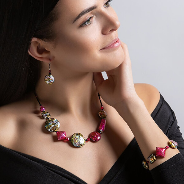 Hravý náhrdelník Sweet Candy s 24 karátovým zlatom a rýdzim striebrom v perlách Lampglas NRO8