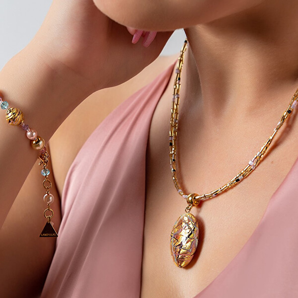 Krásný náhrdelník pro ženy Romantic Roots s perlou Lampglas s 24karátovým zlatem NP13