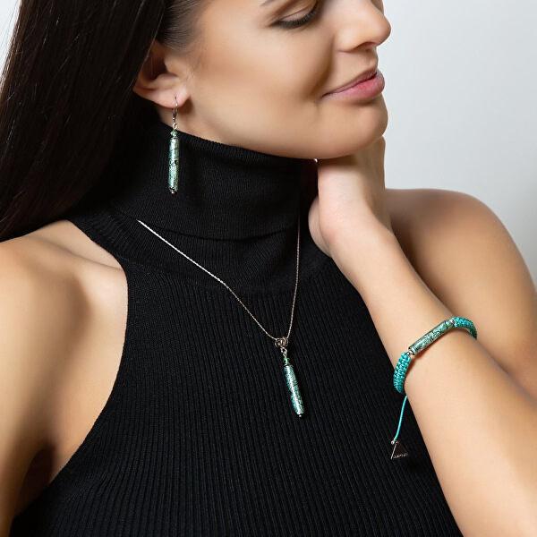 Krásny náhrdelník Turquoise Love s rýdzim striebrom v perle Lampglas NPR10