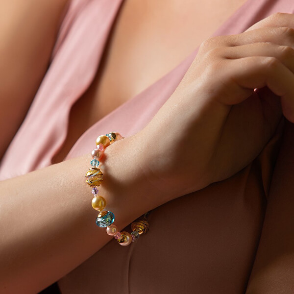 Splendido bracciale Romantic Roots con perle Lampglas con oro 24 carati BP13