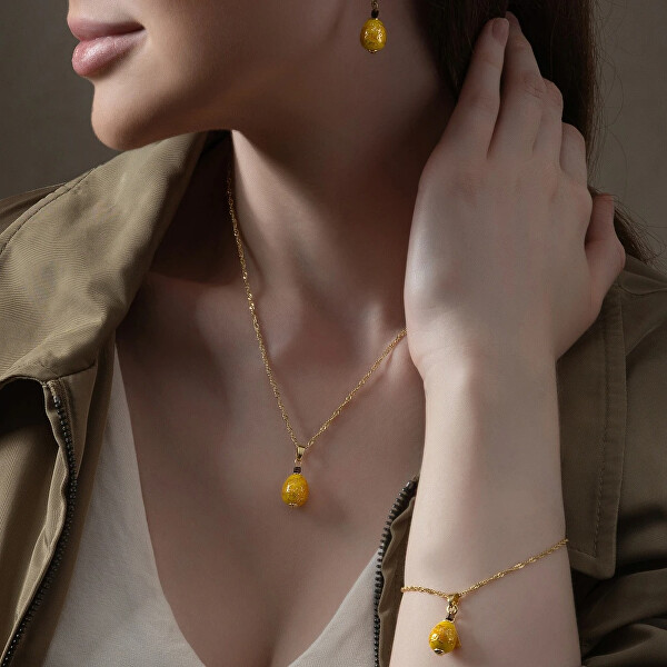 Výrazný náhrdelník Sunlit Nude s 24karátovým zlatem v perle Lampglas NNM1/AG/POZ