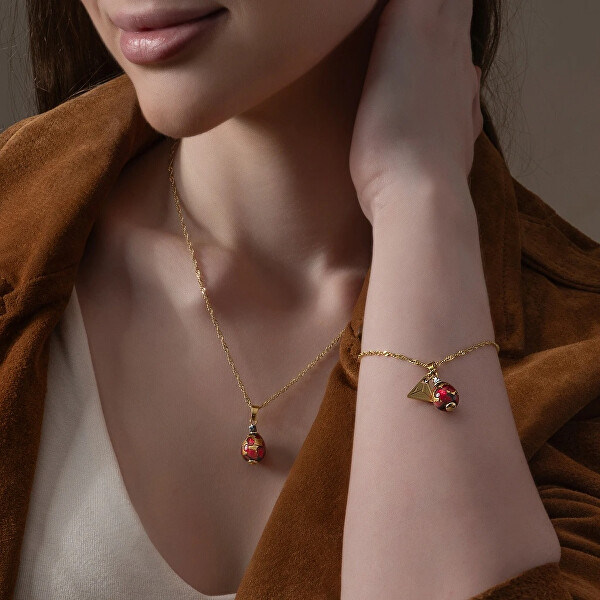 Luxusní náramek Vermilion Nude s 24karátovým zlatem v perle Lampglas BNM2/AG/POZ