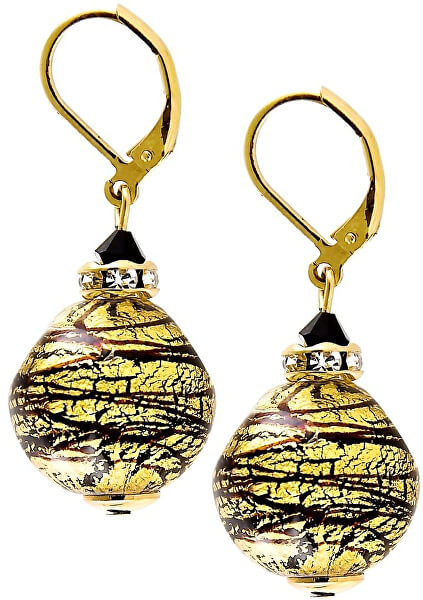 Lussuosa parure di gioielliGolden Tiger in perle Lampglas con oro 24 carati CQ5 (collana, orecchini)