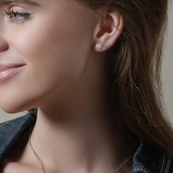 Minimalistické náušnice Soft Pink Nude s ryzím stříbrem v perlách ENM5/AG/RHO-PU