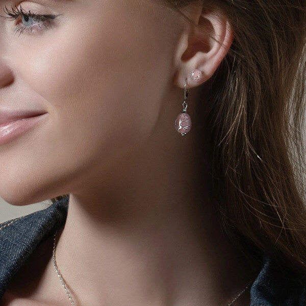 Minimalistické náušnice Soft Pink Nude s ryzím stříbrem v perlách ENM5/AG/RHO-PU