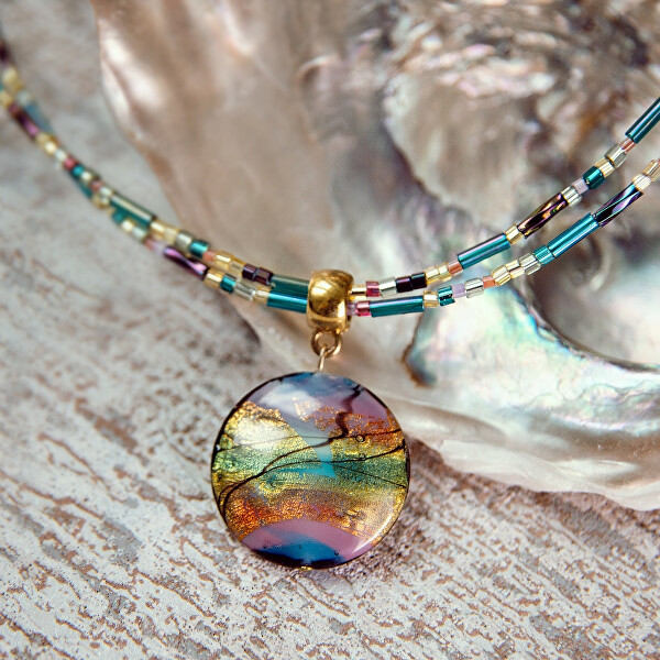 Mysteriózny náhrdelník Rainbow Essence s 24-karátovým zlatom v perle Lampglas NP46