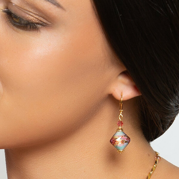 Splendidi orecchini Elegance con oro 24 kt nelle perle Lampglas ERO9