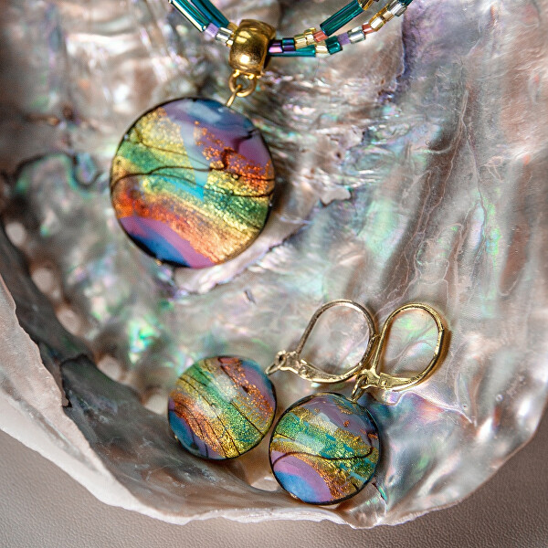 Orecchini Rainbow Essence con oro 24 carati nelle perline Lampglas EP46