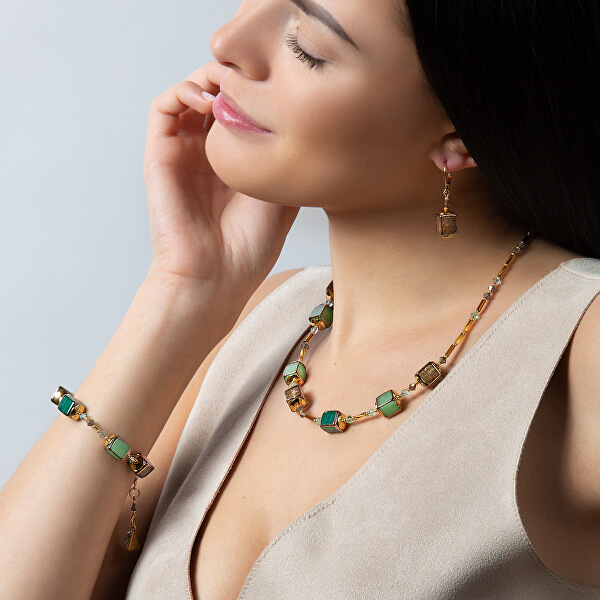Noblesní dámský náhrdelník Emerald Shadow z perel Lampglas NCU5