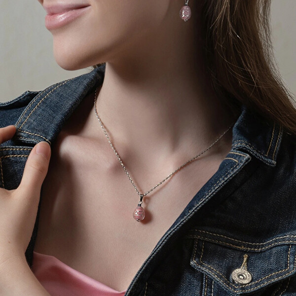 Okouzlující náhrdelník Soft Pink Nude s ryzím stříbrem v perle NNM5/AG/RHO