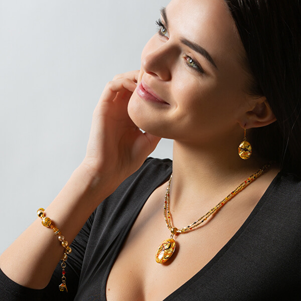 Originálne dámsky náhrdelník Sunny Meadow s perlou Lampglas s 24 karátovým zlatom NP16