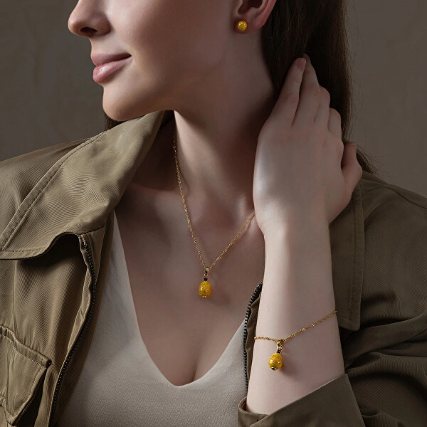 Oslnivé peckové náušnice Sunlite Nude s 24karátovým zlatem v perlách Lampglas ENM1/AG/POZ-PU