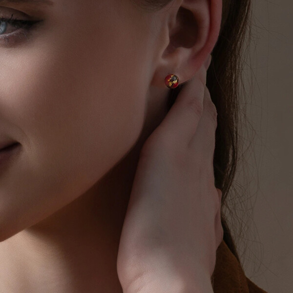 Peckové náušnice Vermilion Nude s 24karátovým zlatem v perlách Lampglas ENM2/AG/POZ-PU