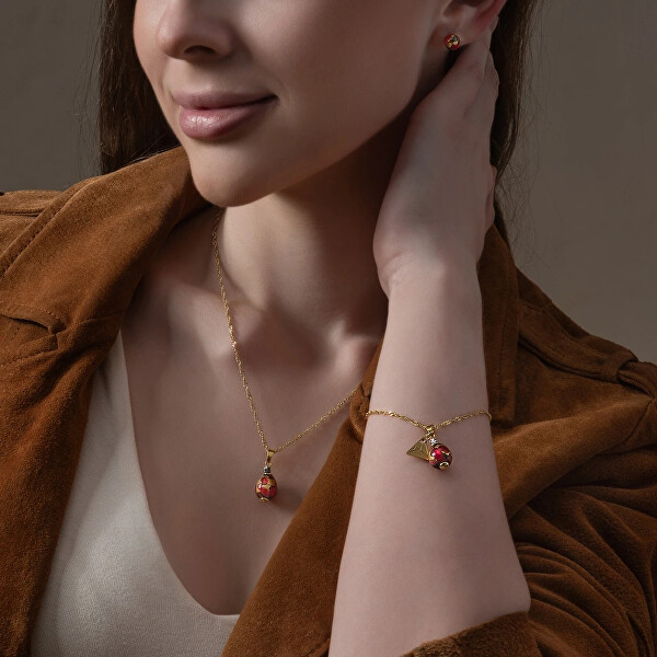 Peckové náušnice Vermilion Nude s 24karátovým zlatem v perlách Lampglas ENM2/AG/POZ-PU