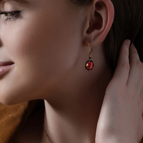 Perfektní náušnice Vermilion Nude s 24karátovým zlatem v perle Lampglas ENM2/AG/POZ