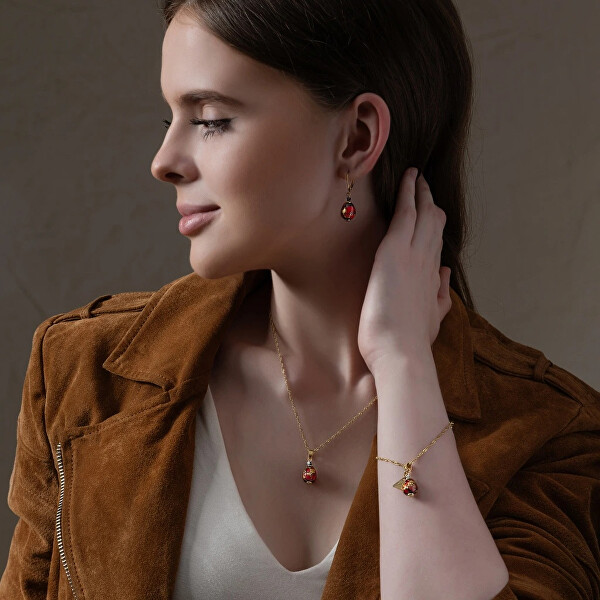 Perfektní náušnice Vermilion Nude s 24karátovým zlatem v perle Lampglas ENM2/AG/POZ