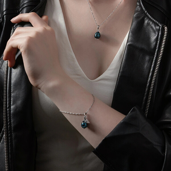 Slušivý náramek Cobalt Nude s ryzím stříbrem v perle Lampglas BNM3/AG/RHO