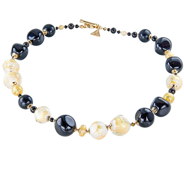 Súprava šperkov Gold Elegance s 24-karátovým zlatom v perlách Lampglas CQ11 (náhrdelník, náušnice)