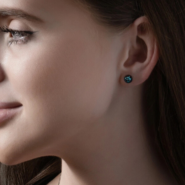 Stylové peckové náušnice Cobalt Nude s ryzím stříbrem v perlách ENM3/AG/RHO-PU