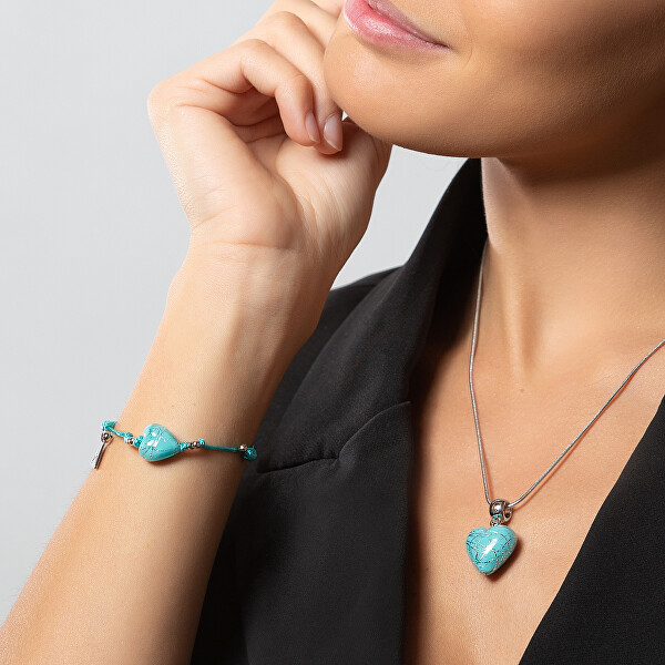 Tyrkysový náramek Turquoise Caress s ryzím stříbrem v perle Lampglas BLH12