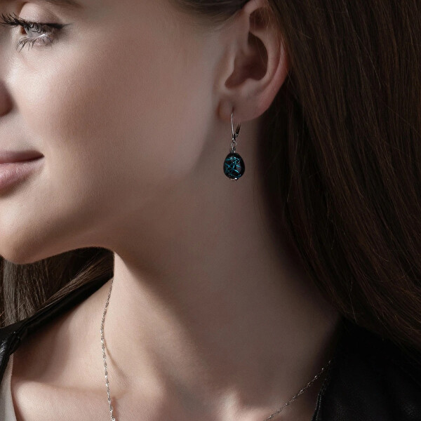 Úchvatné náušnice Cobalt Nude s ryzím stříbrem v perlách ENM3/AG/RHO