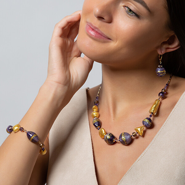 Unikátny náhrdelník Violet Shine s 24-karátovým zlatom v perlách Lampglas NRO11