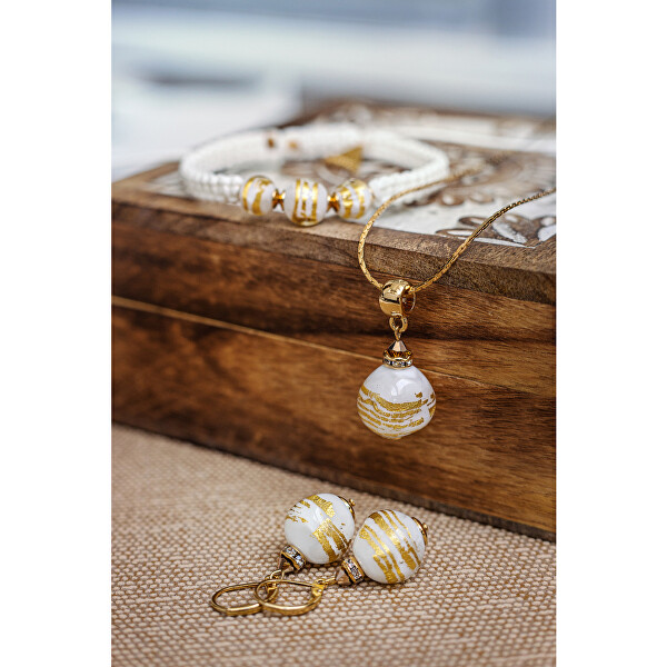 Einzigartige Ohrringe Icy Treasure mit 24-karätigem Gold in Perlen Lampglas ESA41