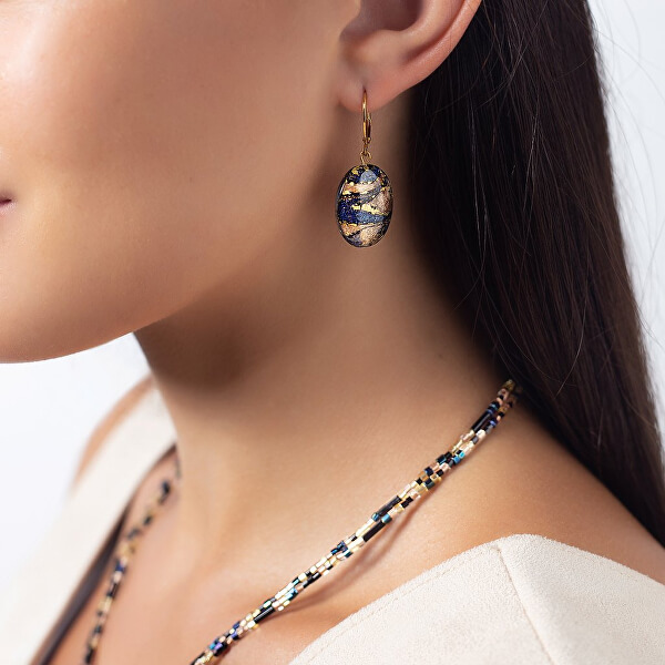 Meravigliosi orecchini Egyptian Queenrealizzati con perle Lampglas con oro 24 carati EP28