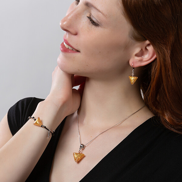 Splendida collana Golden Triangle con oro a 24 carati nelle perle Lampglas NTA1