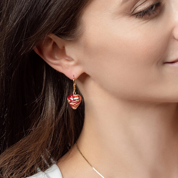 Náušnice Cherry Heart s 24karátovým zlatem v perle Lampglas ELH52/POZ