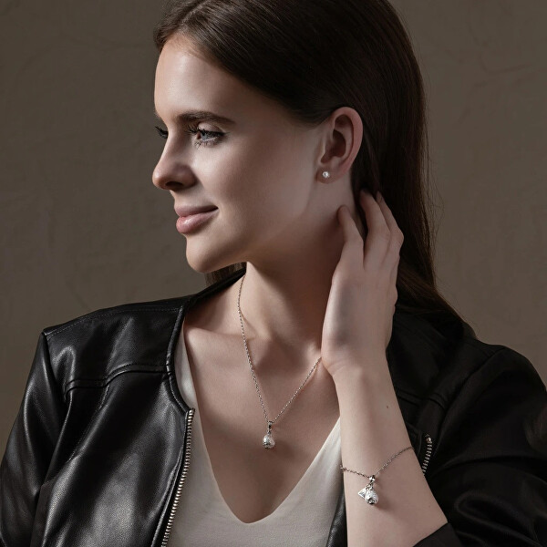 Zářivé peckové náušnice Moon Nude s ryzím stříbrem v perlách Lampglas ENM4/AG/RHO-PU