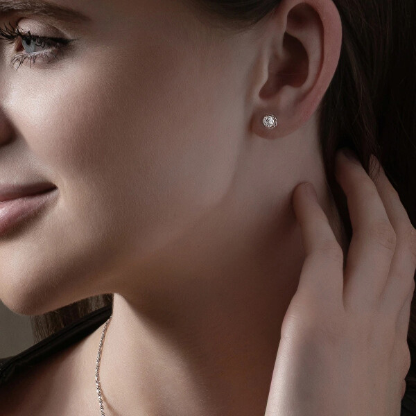 Zářivé peckové náušnice Moon Nude s ryzím stříbrem v perlách Lampglas ENM4/AG/RHO-PU