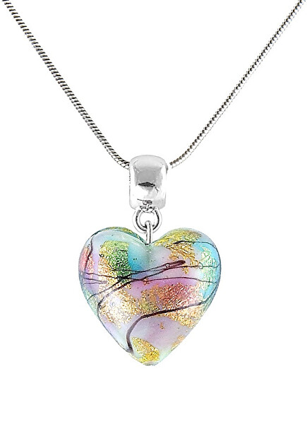 Dúhový náhrdelník Rainbow Fairy s 24-karátovým zlatom v perle Lampglas NLH28