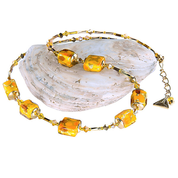 Elegante Halskette Amber Dream aus Perlen Lampglas NCU56