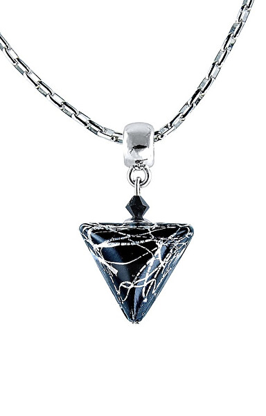Colier elegant Black Marble Triangle cu argint pur în perla Lampglas NTA2
