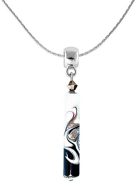 Elegantný náhrdelník Black & White s unikátnou perlou Lampglas NPR11